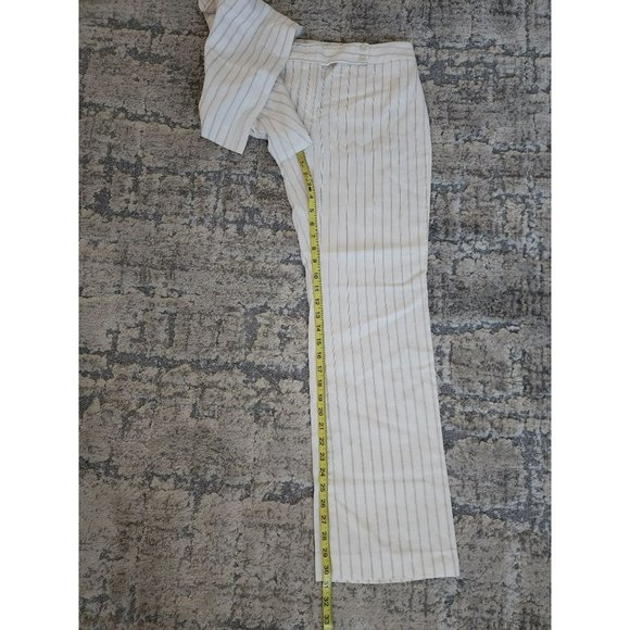 Ann Taylor Women's White Vertical Striped Linen-Blend Straight Leg Pants Size 6 - Picture 9 of 10